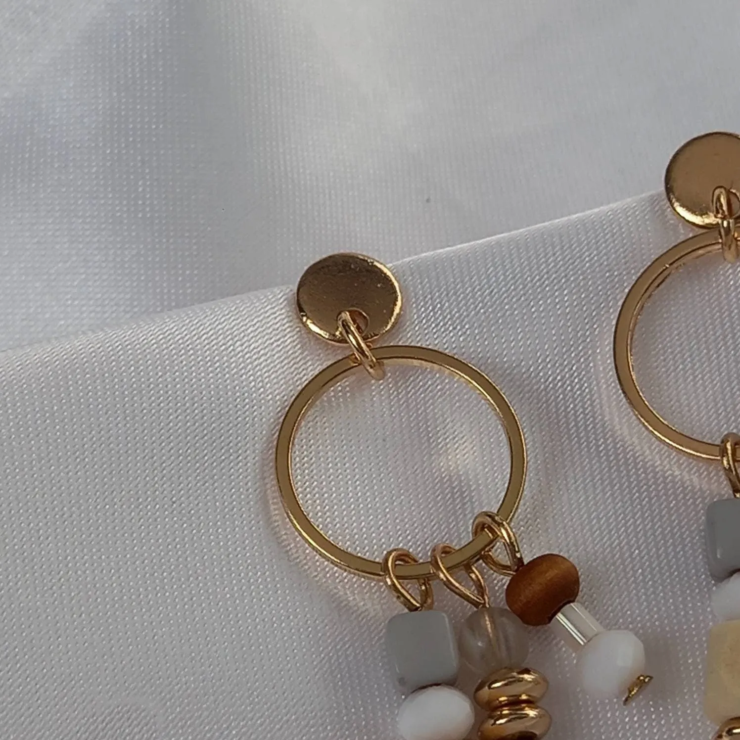Gold Beaded Drop Earrings -Beaded Jewellery,Small Beaded Earrings,Small Gold Earrings In The UK,Wooden Bead Earrings,Wooden Beaded Jewellery