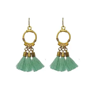Gold Dangle Tassel Earrings