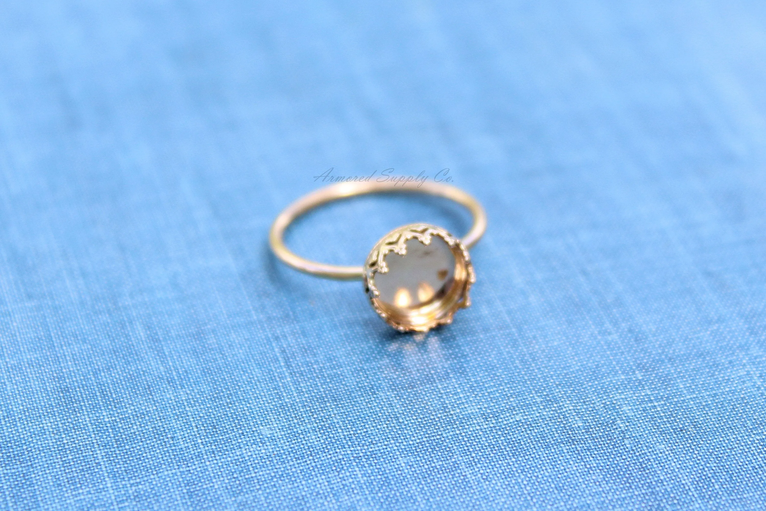 Gold Filled 8mm Crown Bezel Cup Ring blank