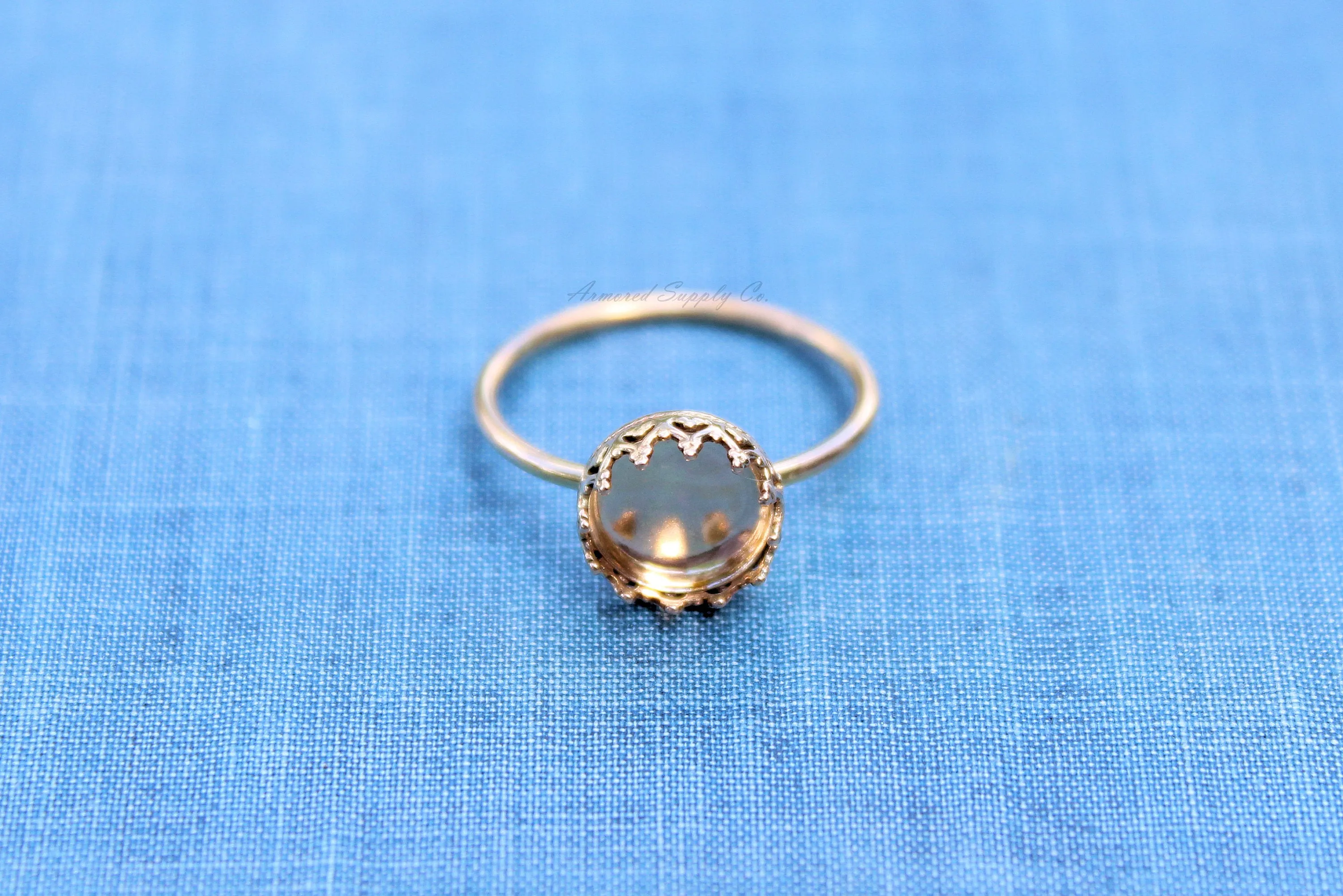 Gold Filled 8mm Crown Bezel Cup Ring blank