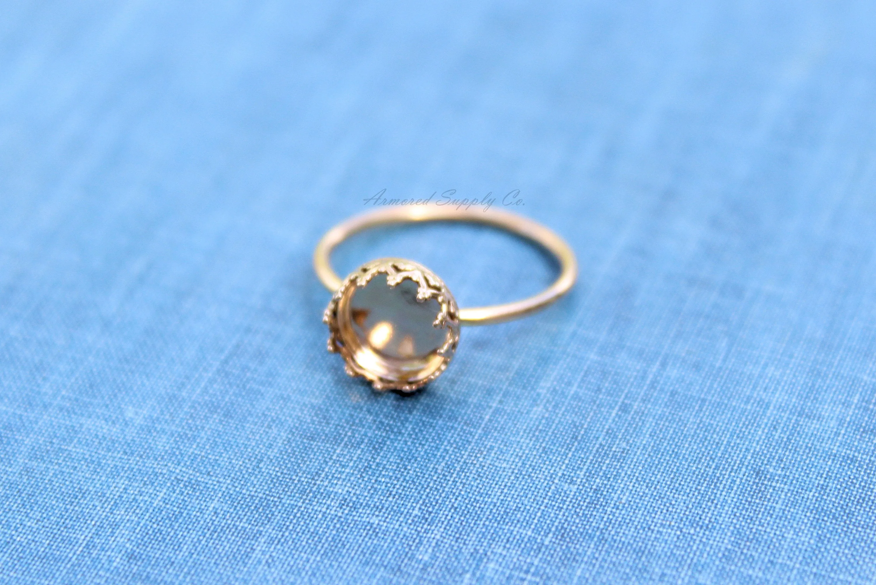 Gold Filled 8mm Crown Bezel Cup Ring blank