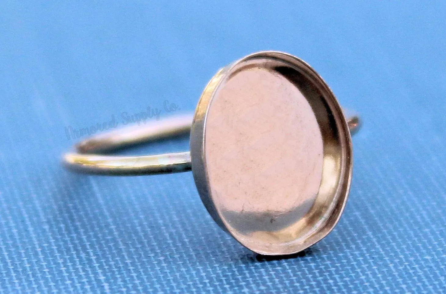 Gold Filled Oval 12x10mm Bezel Cup Ring blank - 14g RING BAND