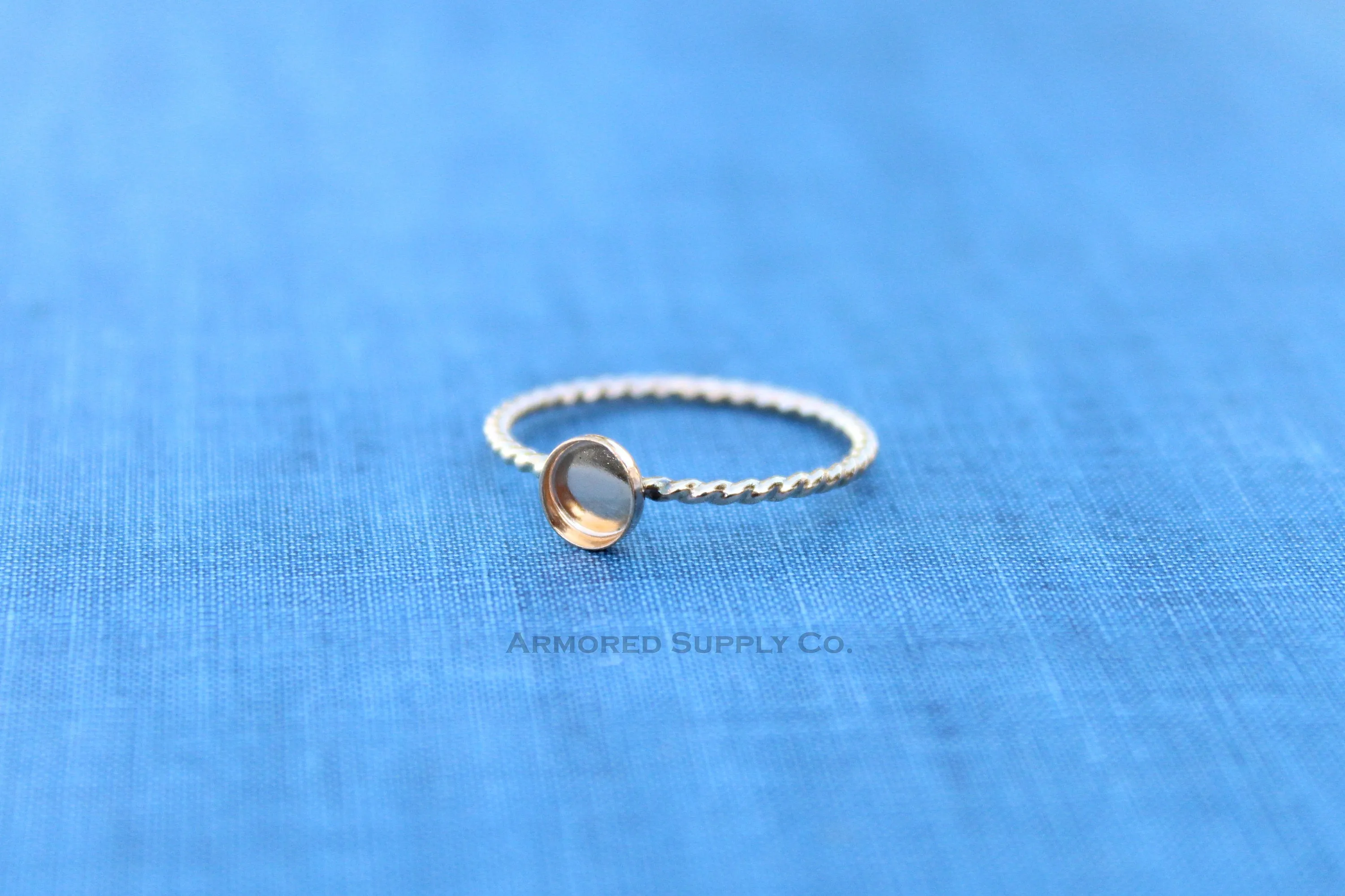 Gold Filled Rope 5mm Bezel Cup Ring blank