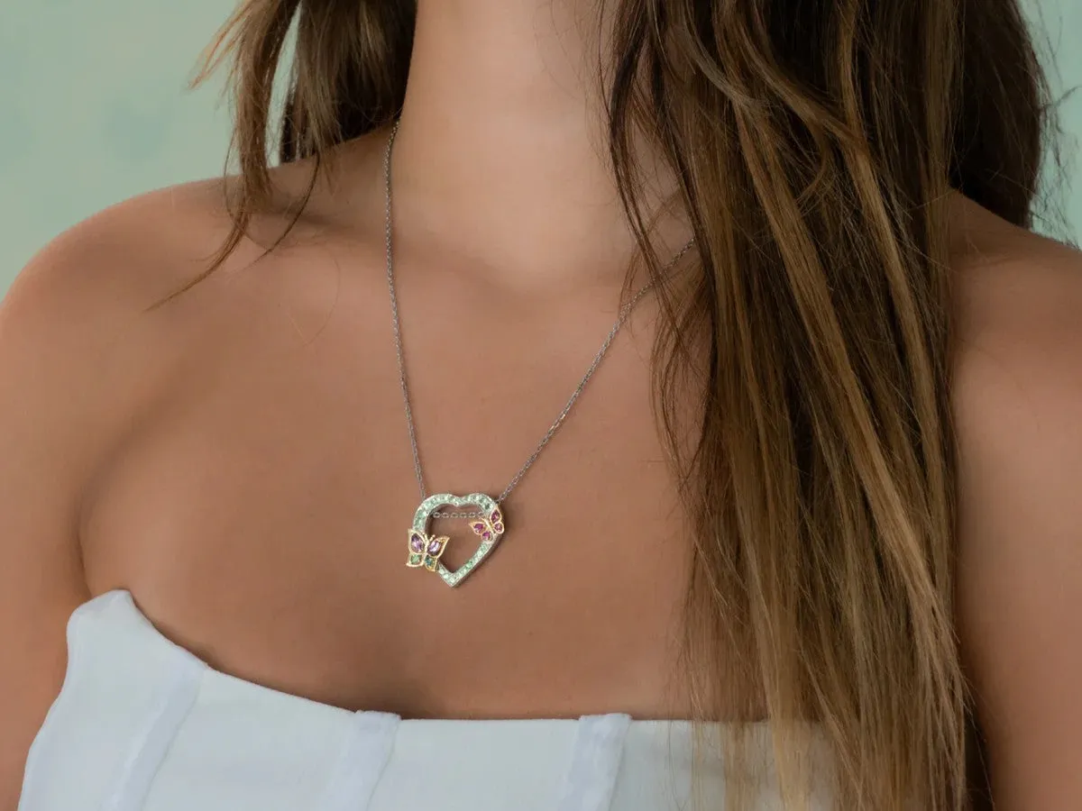 Gold Heart Butterfly Necklace