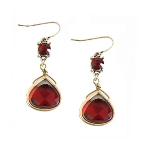 GOLD RED OX TRIANGLE WITH BEAD DANGLING EARRINGS  #SE29365_G-OX_RED_MIX (BB18)