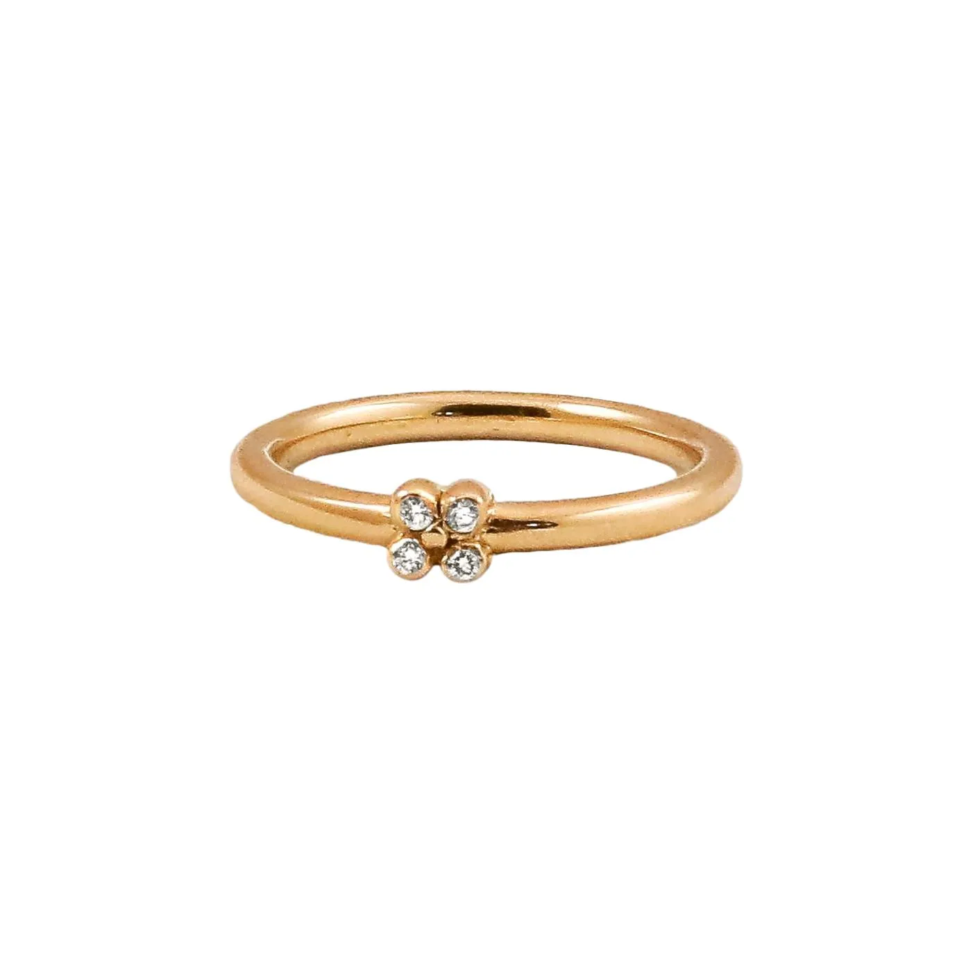 Gold Tansy Stacking Band with Diamonds