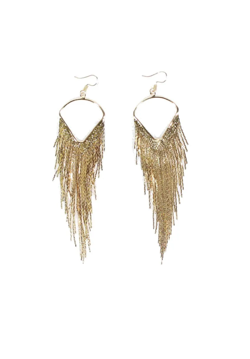 Gold Tassel Drop Earrings