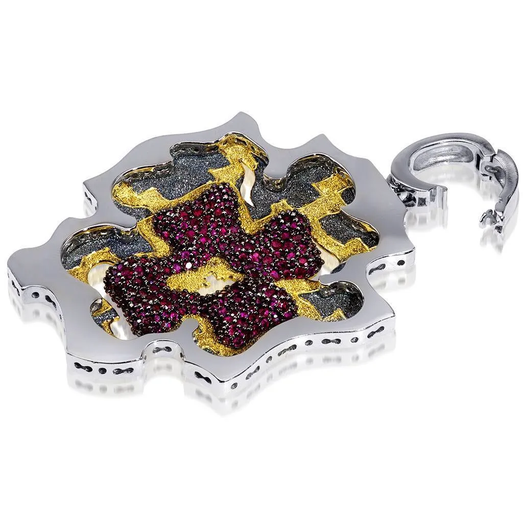 Grand Cross Pendant/Necklace with Rubies
