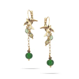 GREEN BEADS TASSEL  EARRINGS #215GN3301 (1D2)