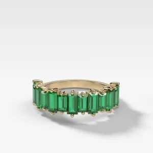 Green Emerald Baguette Wedding Band
