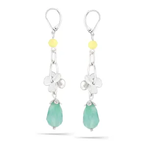 GREEN FACETED STONE DROP  EARRINGS #232GN3601 (1E14)