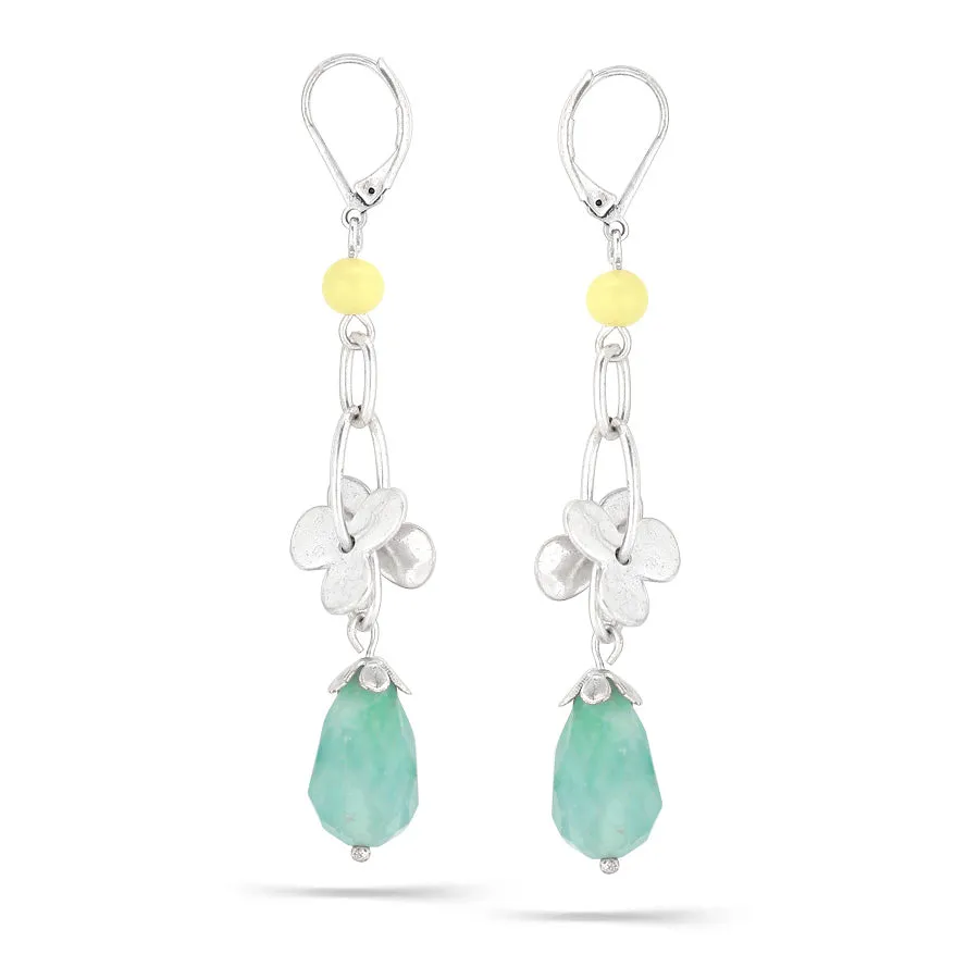 GREEN FACETED STONE DROP  EARRINGS #232GN3601 (1E14)