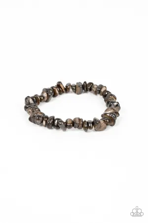 Grounded for Life - Black - Natural Stone Rock Paparazzi Stretchy Bracelet