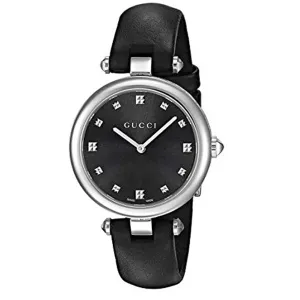 Gucci Diamantissima Black Leather Black Dial Quartz Watch for Ladies - YA141403