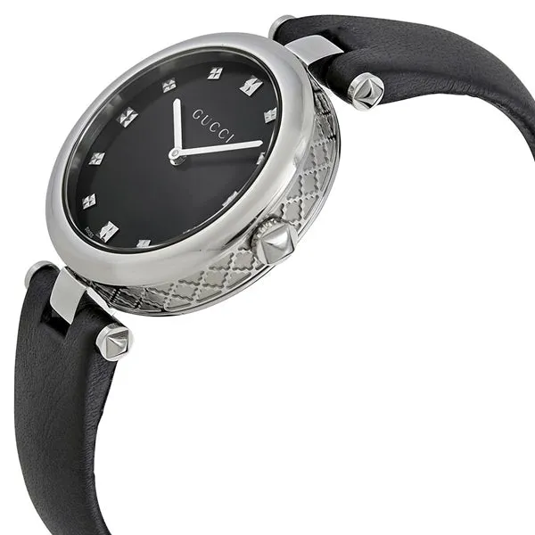 Gucci Diamantissima Black Leather Black Dial Quartz Watch for Ladies - YA141403