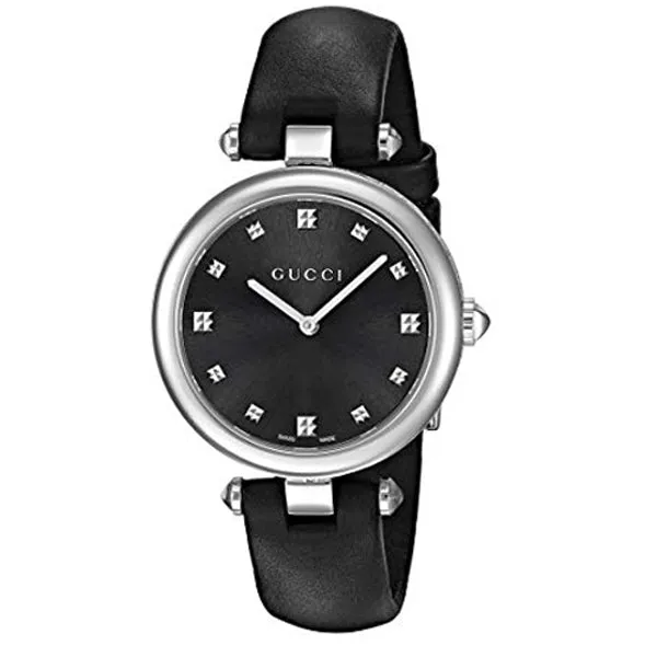 Gucci Diamantissima Black Leather Black Dial Quartz Watch for Ladies - YA141403