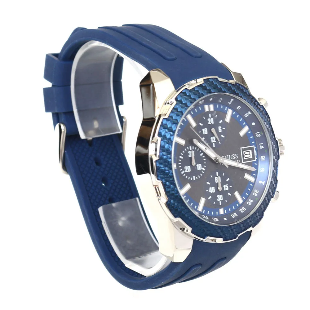 Guess Men'S Stainless Steel Chronograph Watch With Sun Gray Carbon Fiber Dial