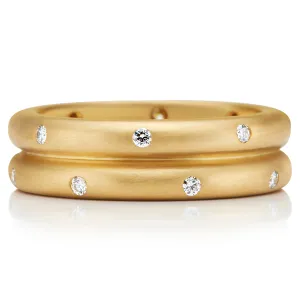 Half Round Double Diamond Band in 22K Apricot Gold- 6mm