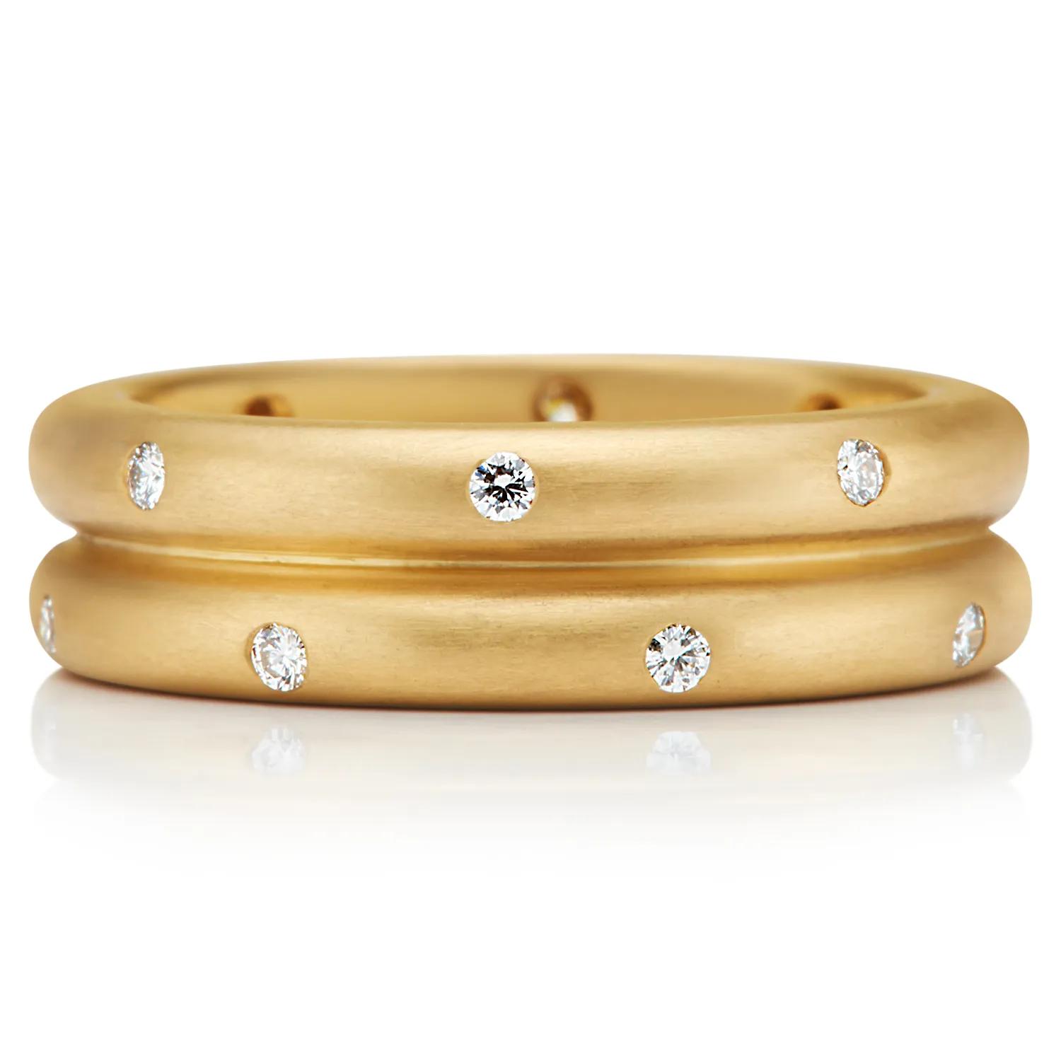 Half Round Double Diamond Band in 22K Apricot Gold- 6mm