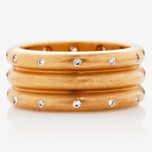 Half Round "Julia" Diamond Band in 22K Apricot Gold- 9mm