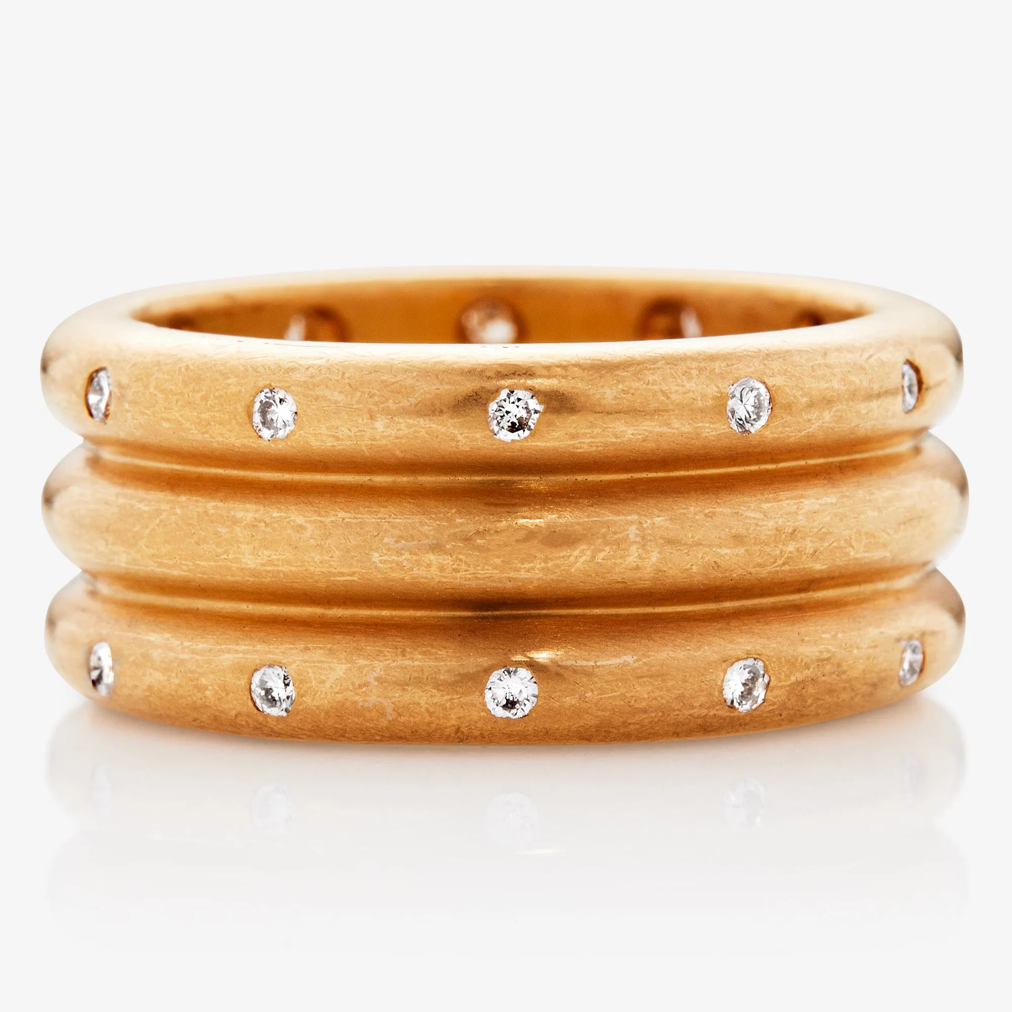 Half Round "Julia" Diamond Band in 22K Apricot Gold- 9mm