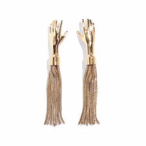 Hand Tassel Earring in Gold