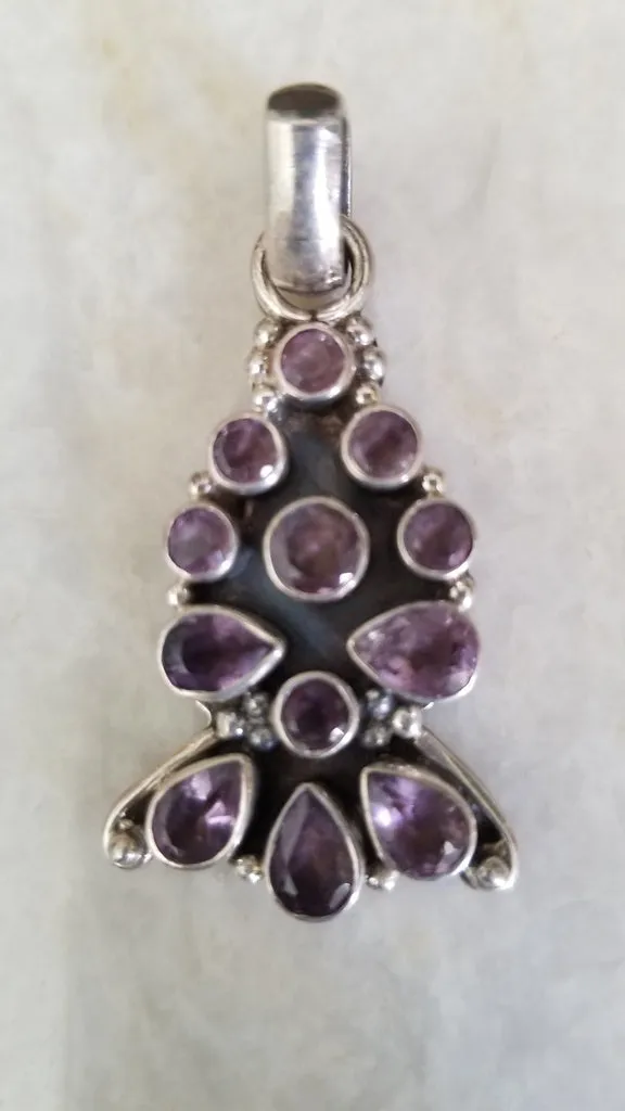 Hand Wrapped Natural Ruby Zoisite Unique Silver Pendant