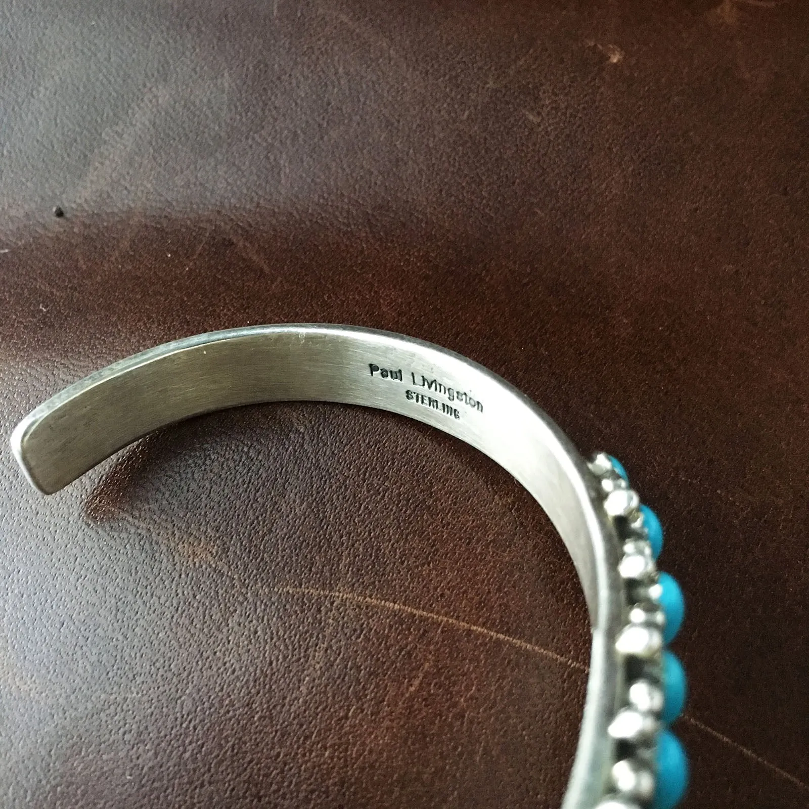 Handmade Mini Cluster Sleeping Beauty Turquoise Sterling Silver Bangle Bracelet