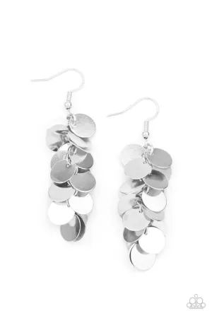 Hear Me Shimmer Silver Paparazzi Earrings