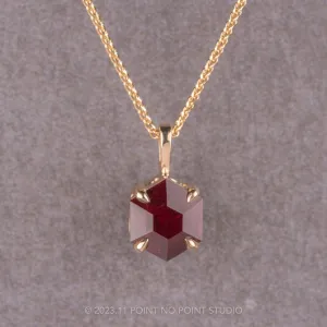 Hexagon Ruby Necklace, 14k Yellow Gold