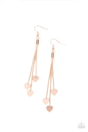 Higher Love - Rose Gold - Heart Charm Paparazzi Fishhook Earrings