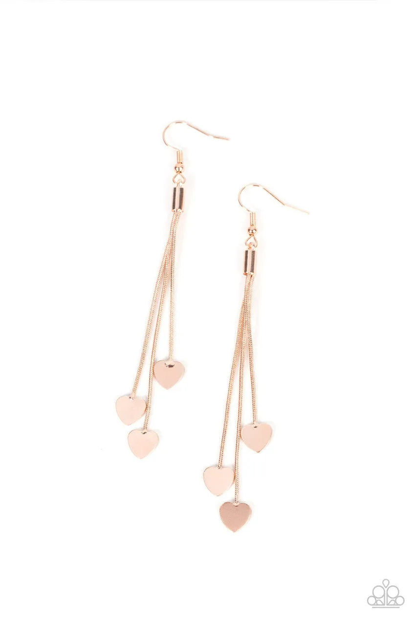 Higher Love - Rose Gold - Heart Charm Paparazzi Fishhook Earrings