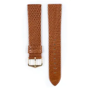 Hirsch LIZARD Lizard Watch Strap in GOLDEN BROWN SHINY