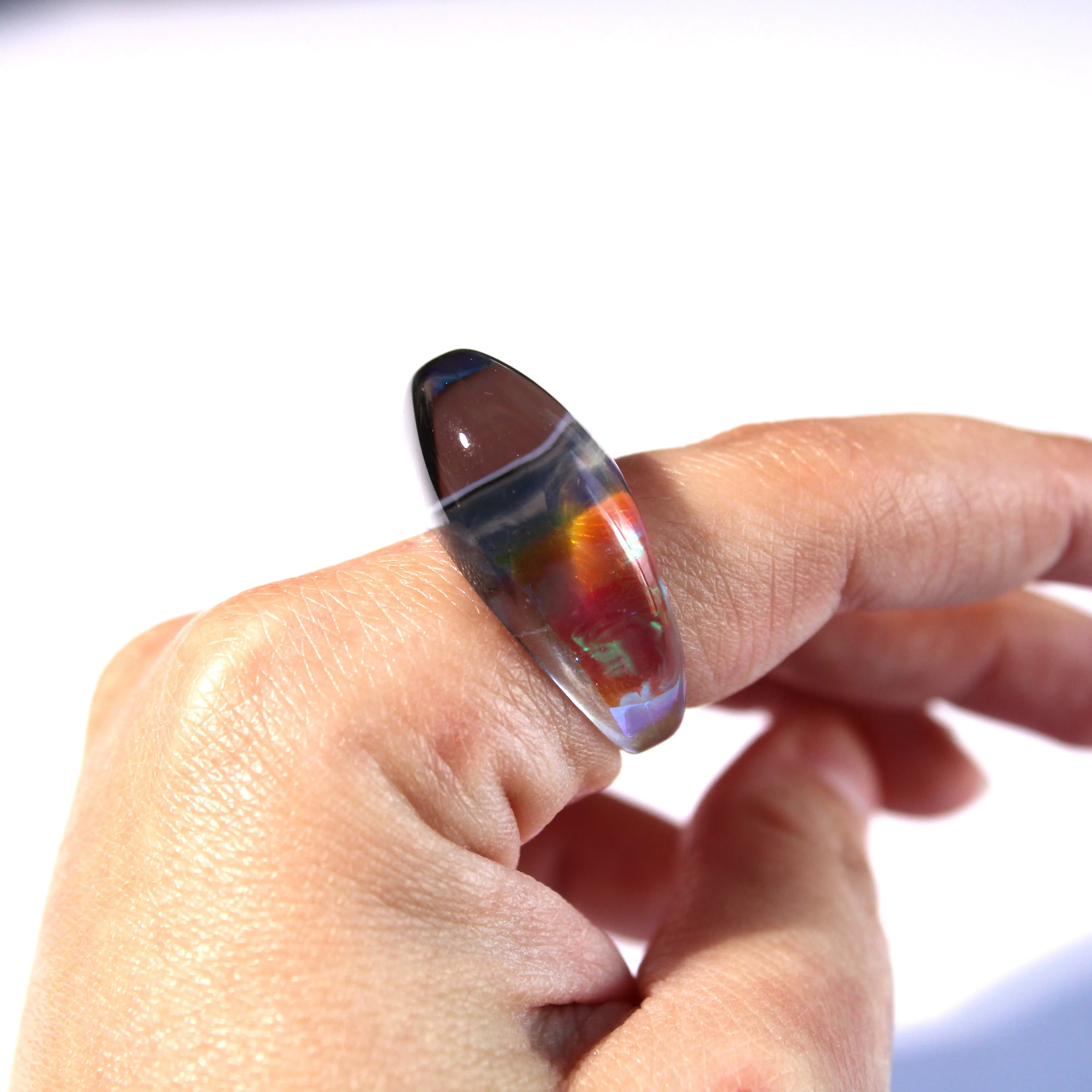 Holographic Ring Opal Gray