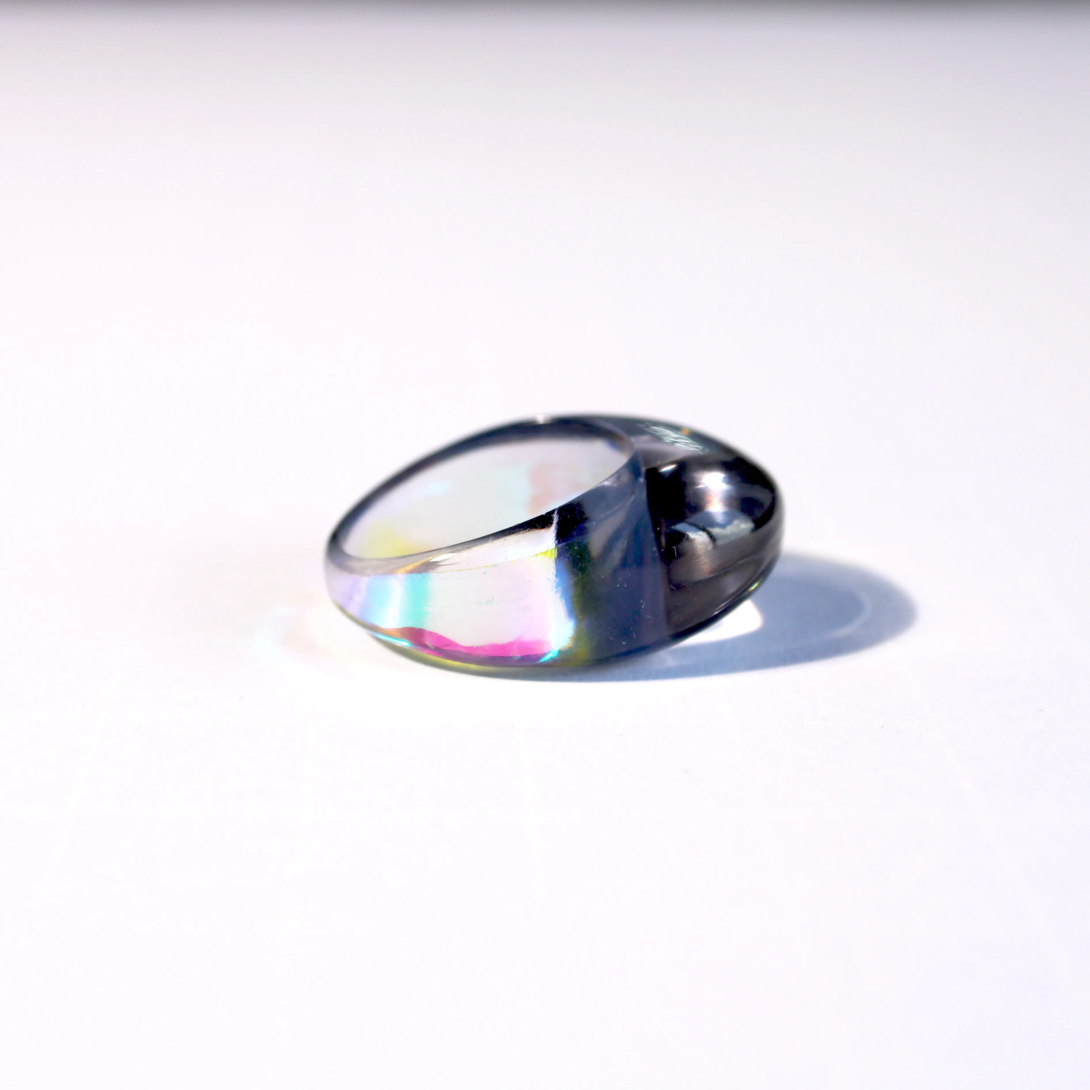 Holographic Ring Opal Gray
