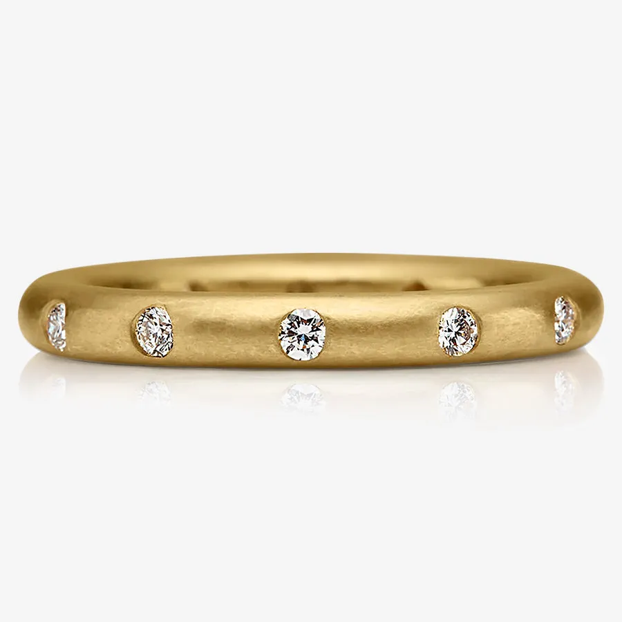 Hoopstock "Round" Evenly Spaced Diamond Band in 20K Peach Gold- 3mm