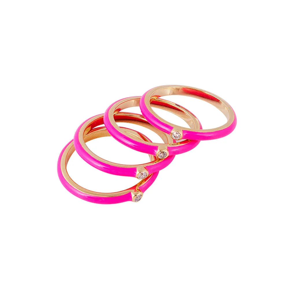 HOT PINK ENAMEL STACKER RING