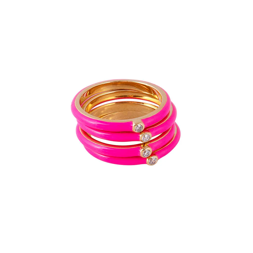 HOT PINK ENAMEL STACKER RING