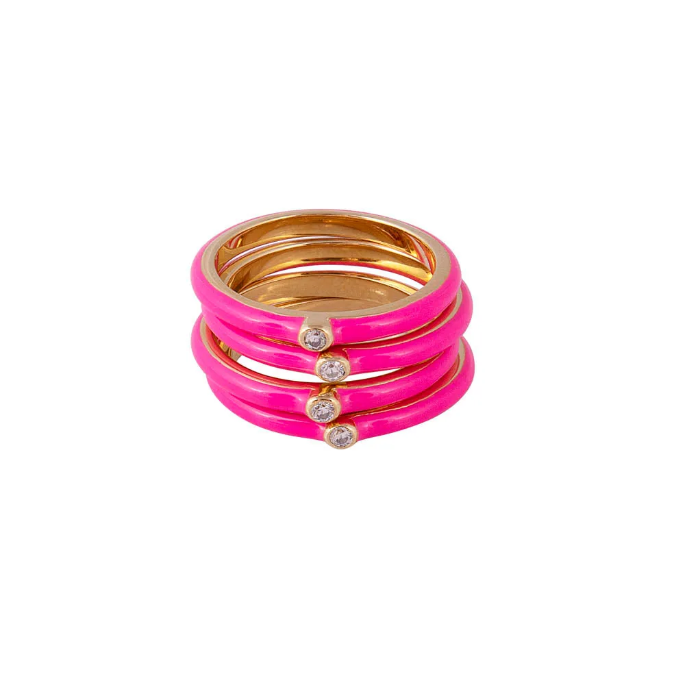 HOT PINK ENAMEL STACKER RING
