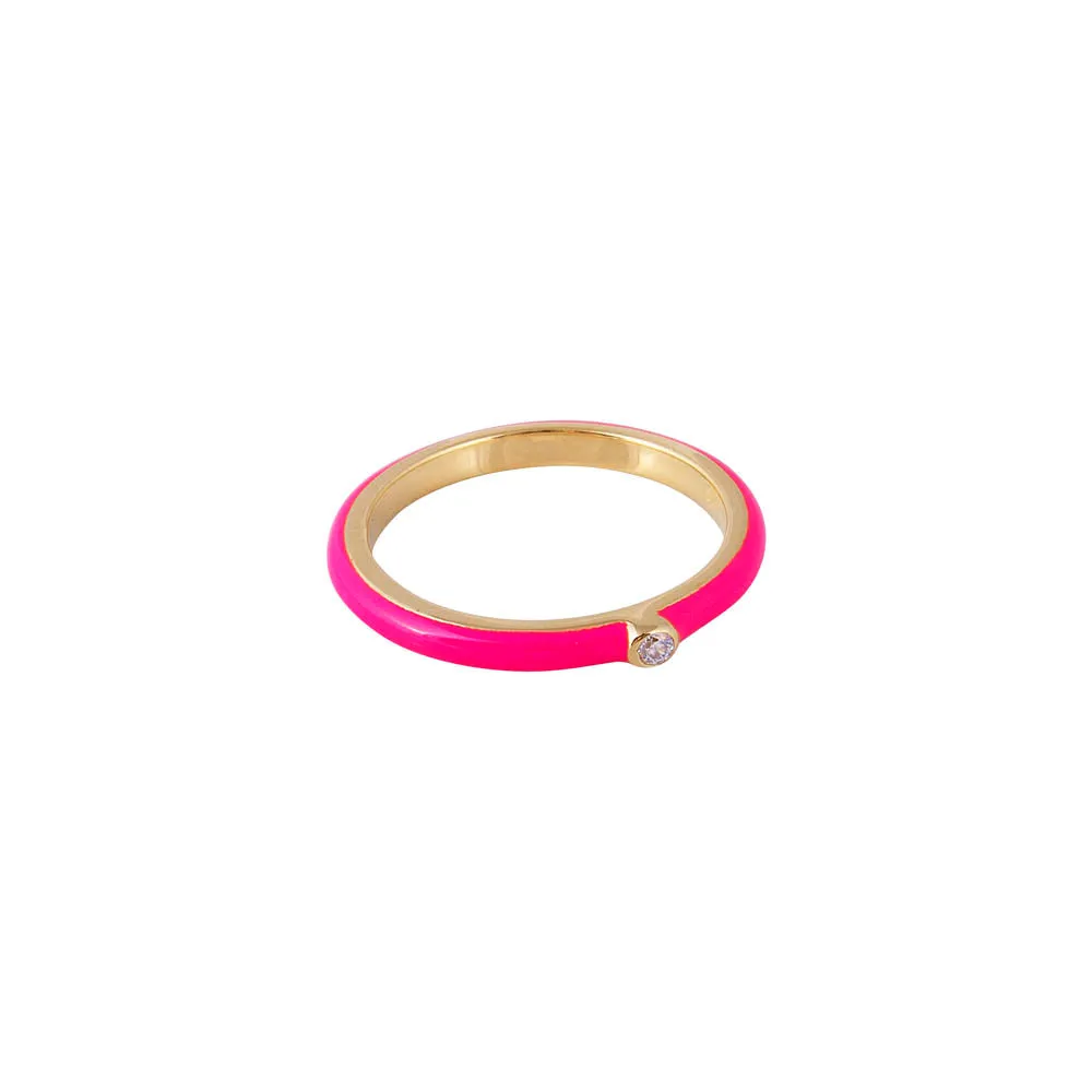 HOT PINK ENAMEL STACKER RING