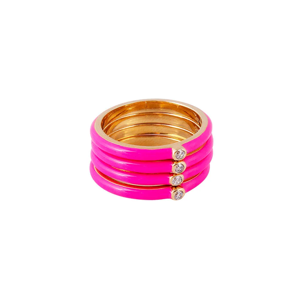 HOT PINK ENAMEL STACKER RING