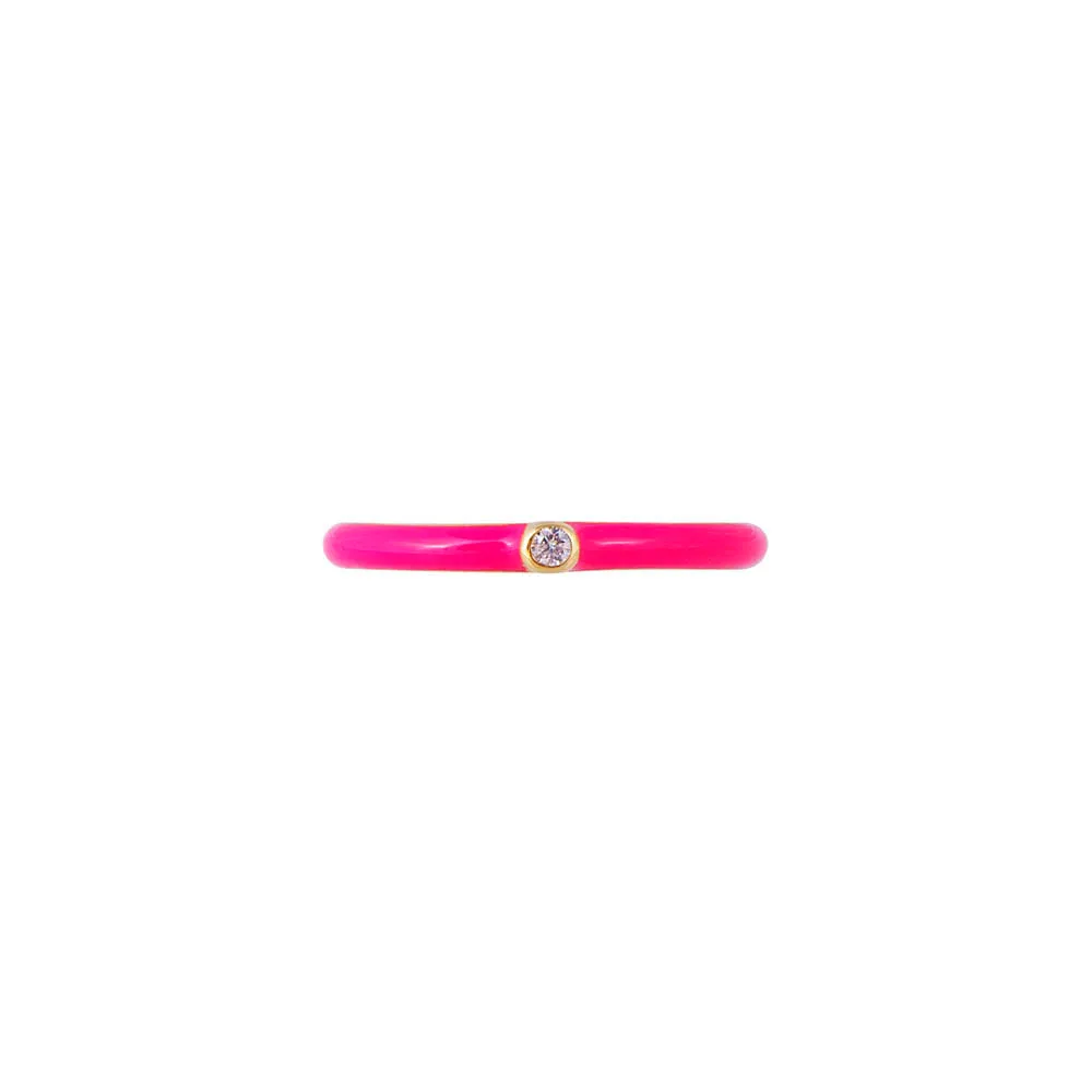 HOT PINK ENAMEL STACKER RING