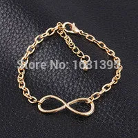 Hot Sales New Popular Plating gold plated Metal Cross Infinite Bracelet & Bangle Charm chain Jewelry  Free shipping