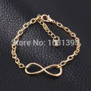 Hot Sales New Popular Plating gold plated Metal Cross Infinite Bracelet & Bangle Charm chain Jewelry  Free shipping