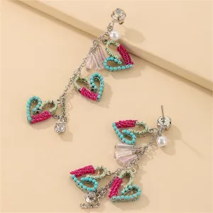 Howlite & Pearl 18K Gold-Plated Heart Tassel Drop Earrings