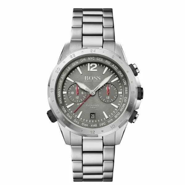 HUGO BOSS Nomad Silver Stainless Steel Grey Dial Chronograph Quartz Watch for Gents - 1513774