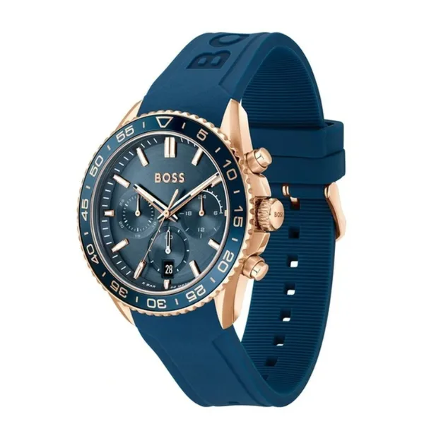 Hugo Boss Runner Blue Silicone Strap Blue Dial Chronograph Quartz Watch for Gents - Boss 1514169