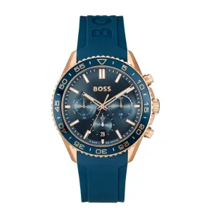 Hugo Boss Runner Blue Silicone Strap Blue Dial Chronograph Quartz Watch for Gents - Boss 1514169