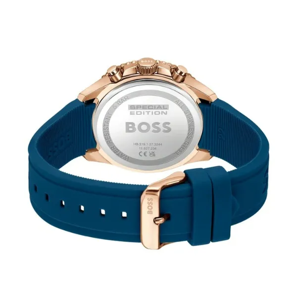 Hugo Boss Runner Blue Silicone Strap Blue Dial Chronograph Quartz Watch for Gents - Boss 1514169