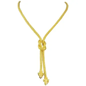 Ilias Lalaounis 18K Yellow Gold Diamond Ruby Hercules Knot Necklace